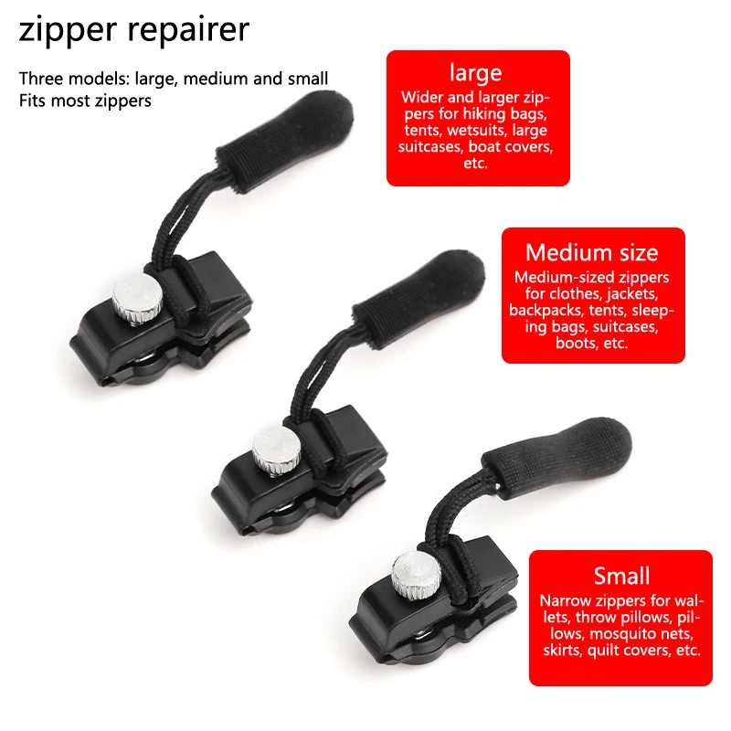 3 STKS Universele Instant Rits Reparatie Vervanging Kit Duurzaam Fix Rits Vervanging Rits Slider Pull Voor Jas Tassen Jas