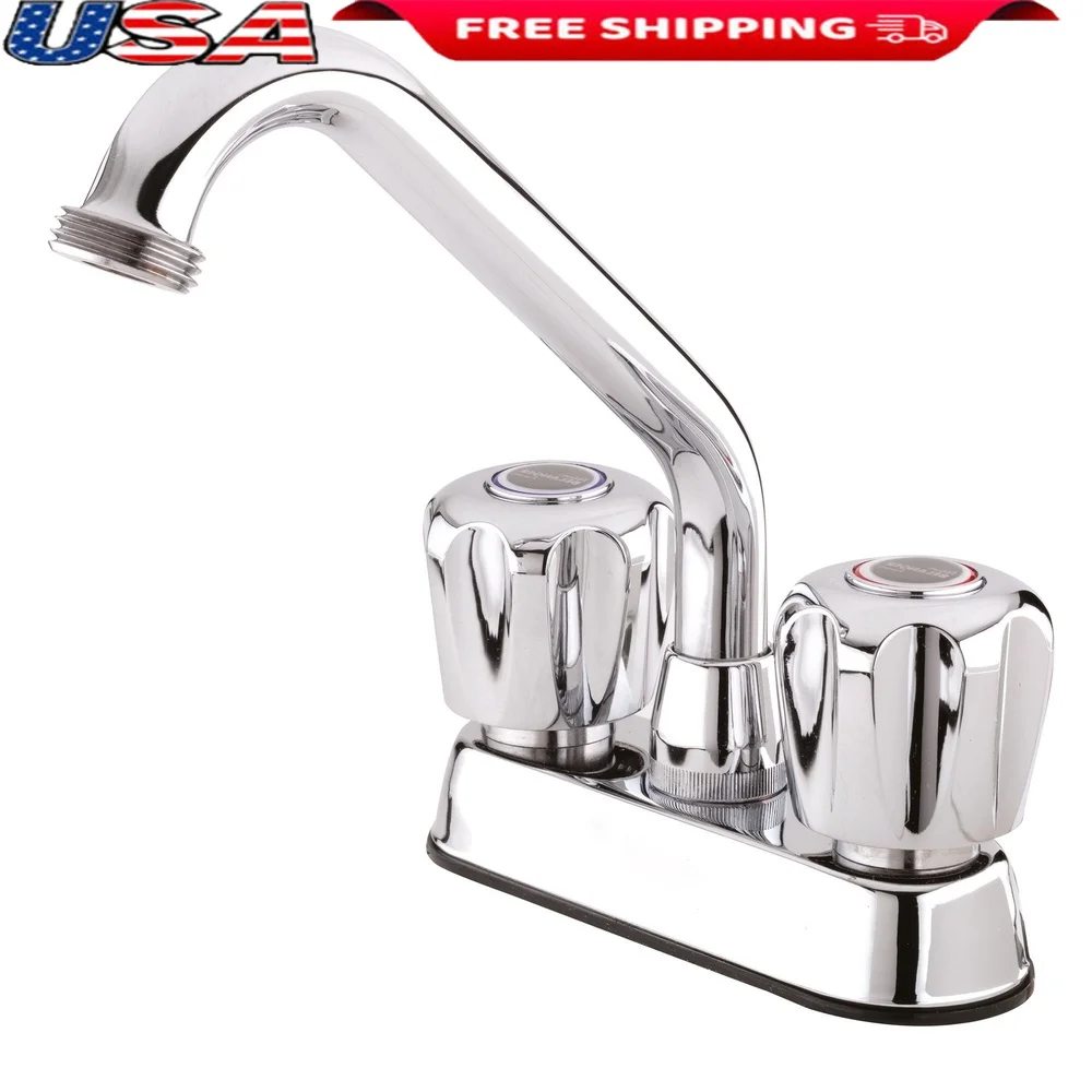 

Выдвижной смеситель для ванны для стирки с высокой дугой и двойной ручкой, полированный хромированный смеситель для раковины, поворотный излив, соединение шланга 4 галлона в минуту