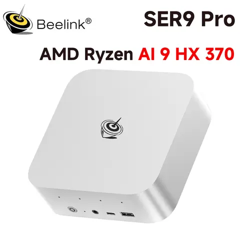 Beelink SER9 Pro AMD Ryzen AI 9 HX 370 Potente PC AI LPDDR5X 8000 MHz Mini PC da gioco NVMe PCIe4.0 SSD Computer da gioco desktop