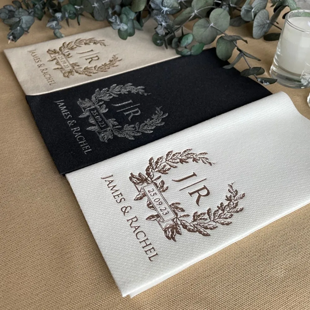 50pcs Personalized Napkin with Luxury Design for Wedding