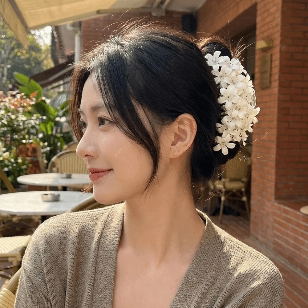 

Fashion Sweet Beach Floral Hair Claw Delicate Acrylic Vacation Style Shark Clip Super Fairy Solid color Elegant Hair Clip Daily