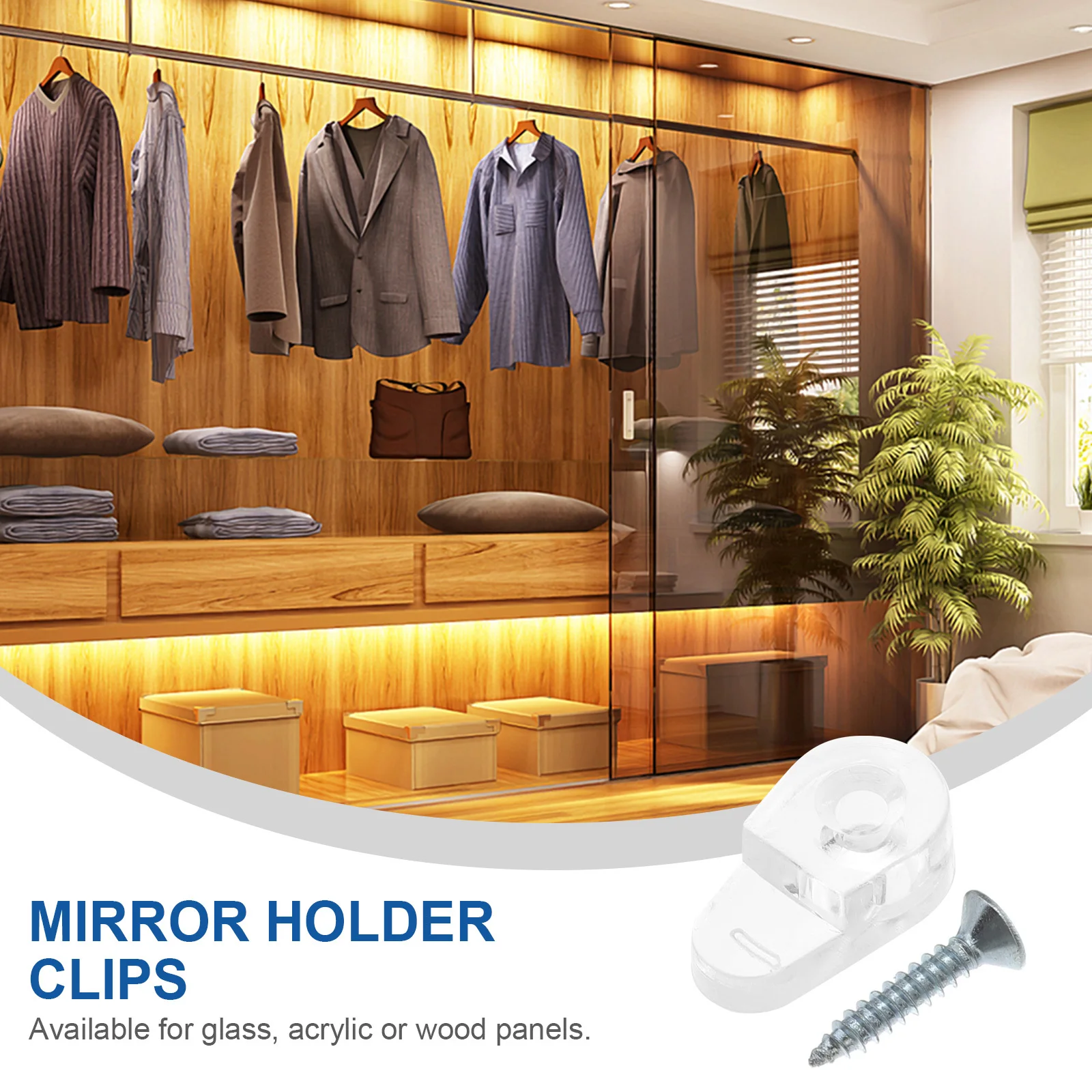 

20Pcs Sturdy Mirror Holder Clips Glass Mount Brackets for Cabinet Door Acrylic Panel Fixing Hardware Mirror Holder Clips