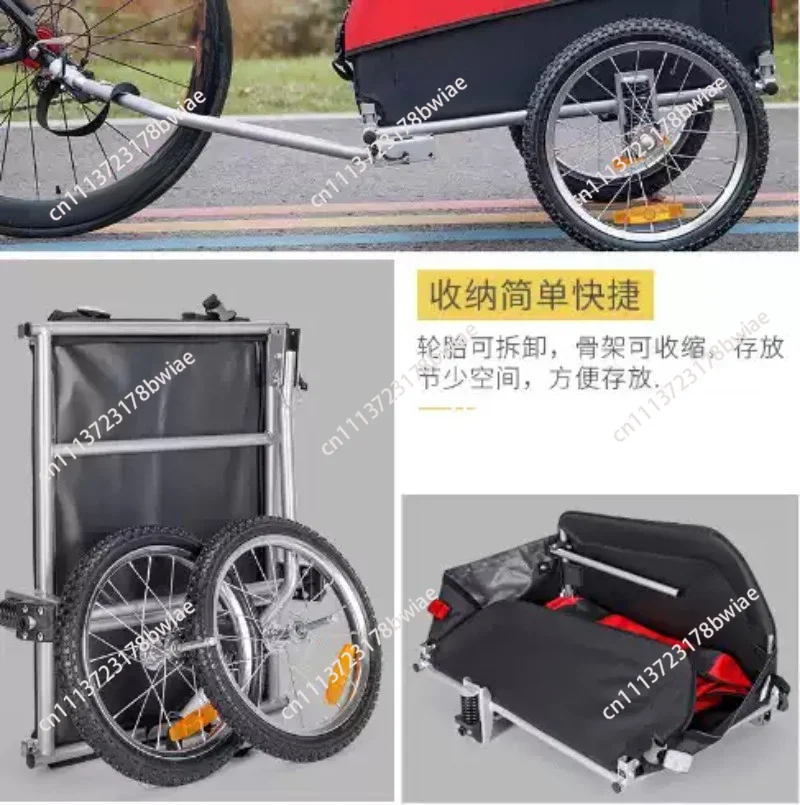 Portable Folding Bike Cargo Trailer, Outdoor Camping Trolley, Bicycle Pull Behind Pet Carrier for Pets