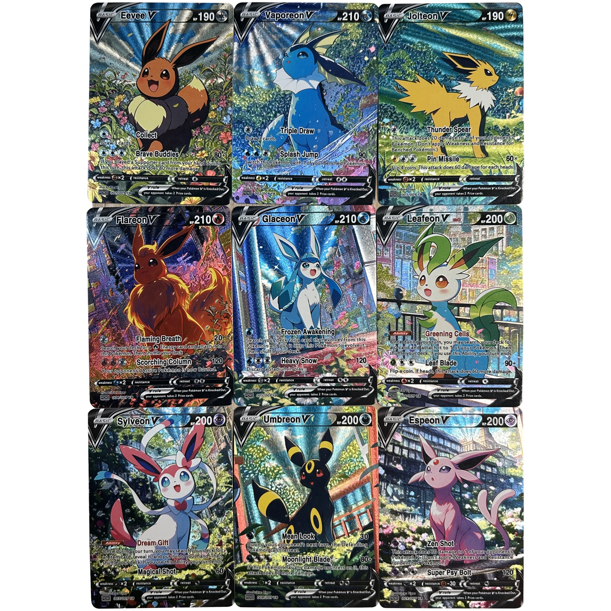 

9 шт./компл. PTCG Eeveelution Series английская текстура флэш-карта Eevee Umbreon Sylveon Diy классическая игра аниме коллекционные карты игрушки