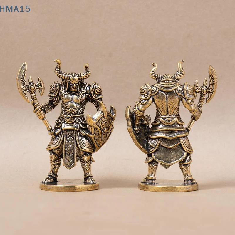【YA】Brass Figure Home Decor Axe Warrior And Shield Warrior Ornament Creative Craftsmanship Home Collectibles Warrior Ornament