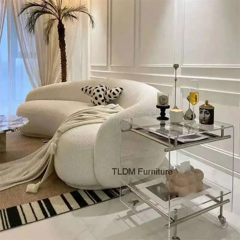 

Modern Minimalist Acrylic Small Coffee Table Furniture Living Room Sofa Side Tables Bedroom Movable Storage Rack Small Tables L