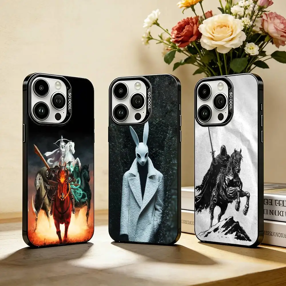 

Anti-war U-Four Horsemen Apocalypse Phone Case For IPhone 16 17 15 14 12 13 Pro Max Black Color Shockproof Cover