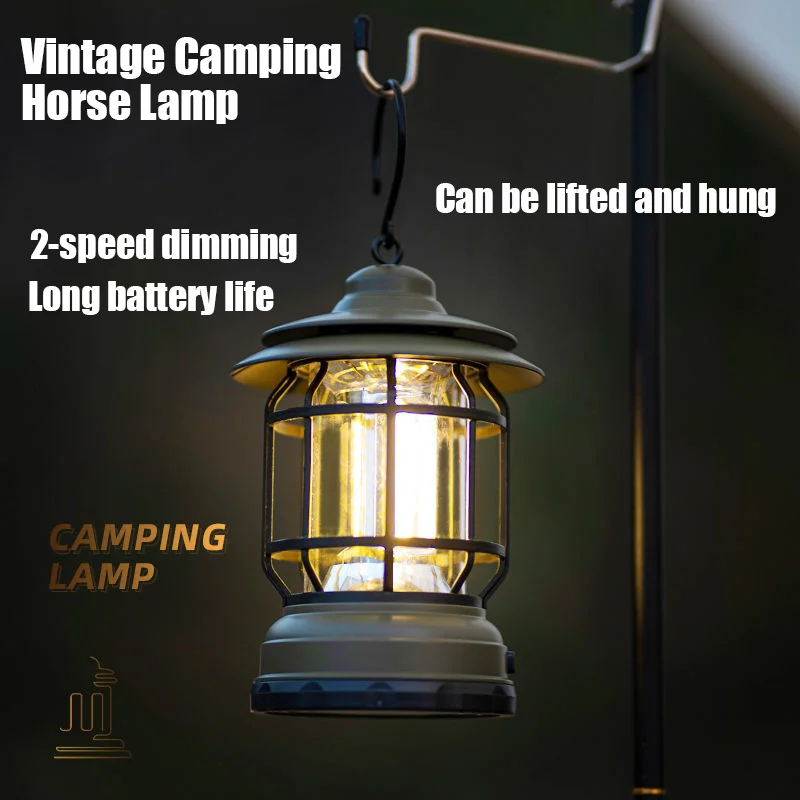 LED Camping Lantern 2Lighting Modes COB Battery Powered For Hiking Camping Emergency Home Power Outages Indoor Outdoor