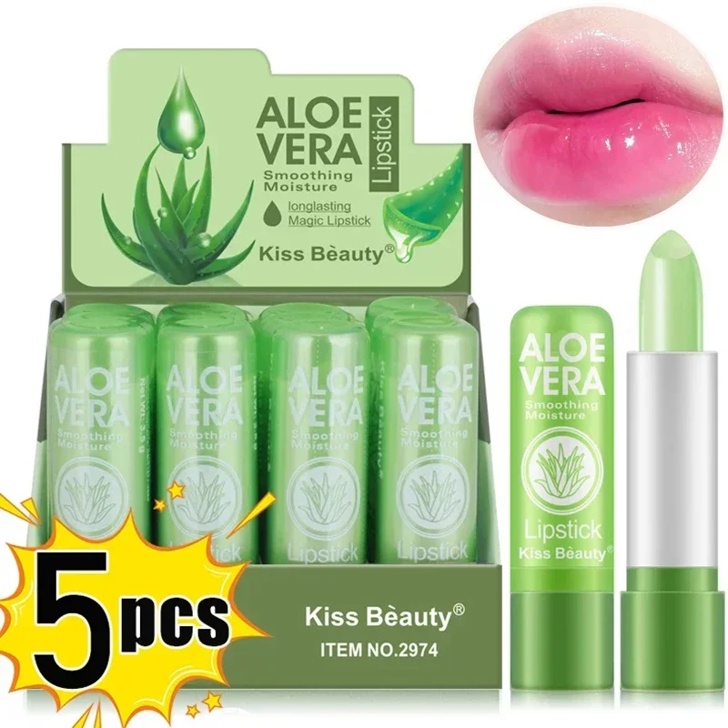 Temperature Change Aloe Vera Lip Balm Natural Lasting Moisturizing Anti-drying Lipstick Refreshing Non-sticky Lips Care Cosmetic