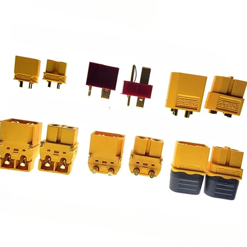 

XT30U-M -F XT60E-F XT60H-M XT60PW XT60PT XT90H XT90I T Plug Lithium Battery Socket Connector Male Female Gold Plated Banana Plug