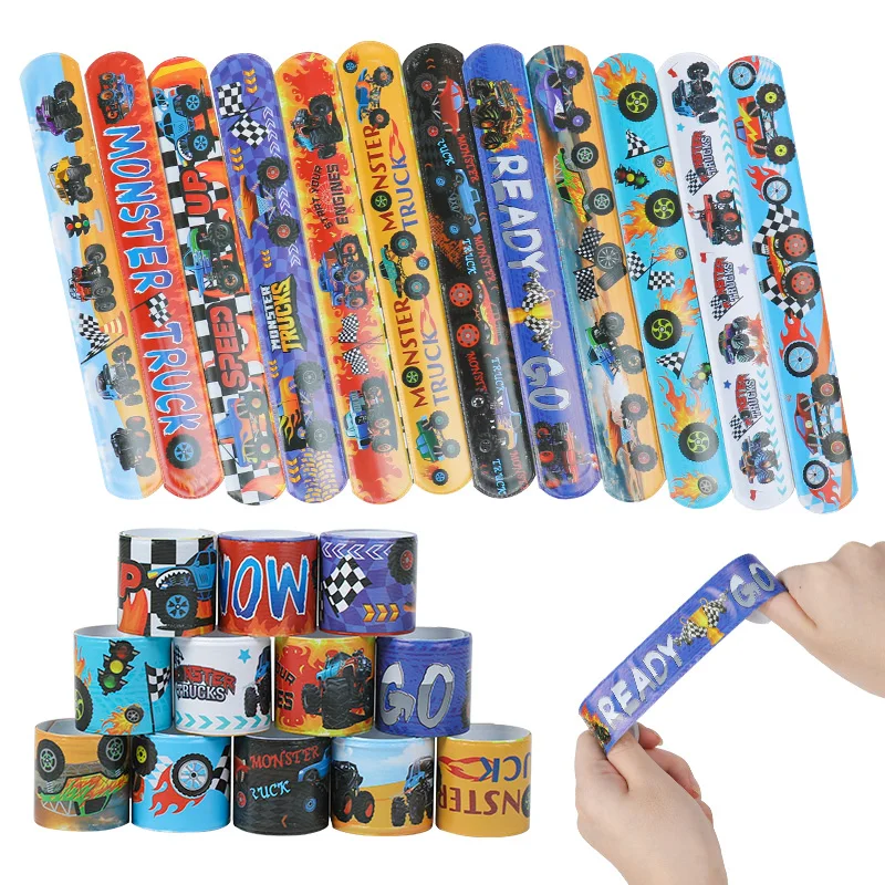 

12pcs Racing Car Slap Bracelets PVC Wristbands Kids Birthday Party Favors Pinata Filler Guests Gift Sport Party Decor Supplies