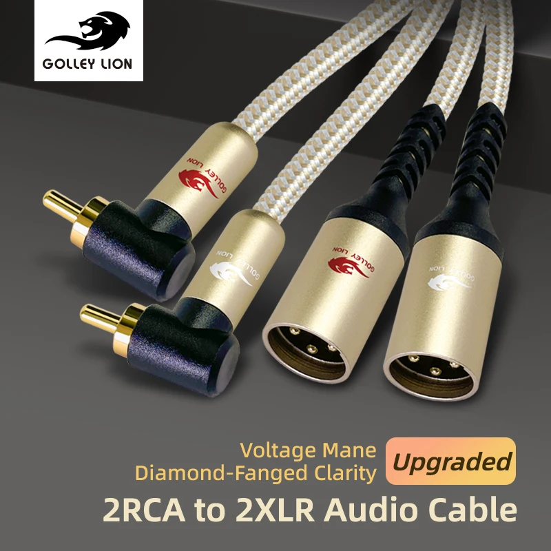 

Модернизированный кабель от 2RCA до 2XLR GOLLEY LION (90 ° ) — преобразует интерфейс RCA в XLR, чтение пропускания напряжения, подходит для подкаст-микрофона/Po.