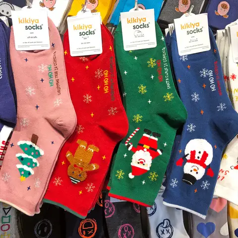 1/4 paia di calzini natalizi da uomo capodanno divertente fiocco di neve birra babbo natale Elk Snow Cotton Happy Socks uomo Cartoon Women Sokken