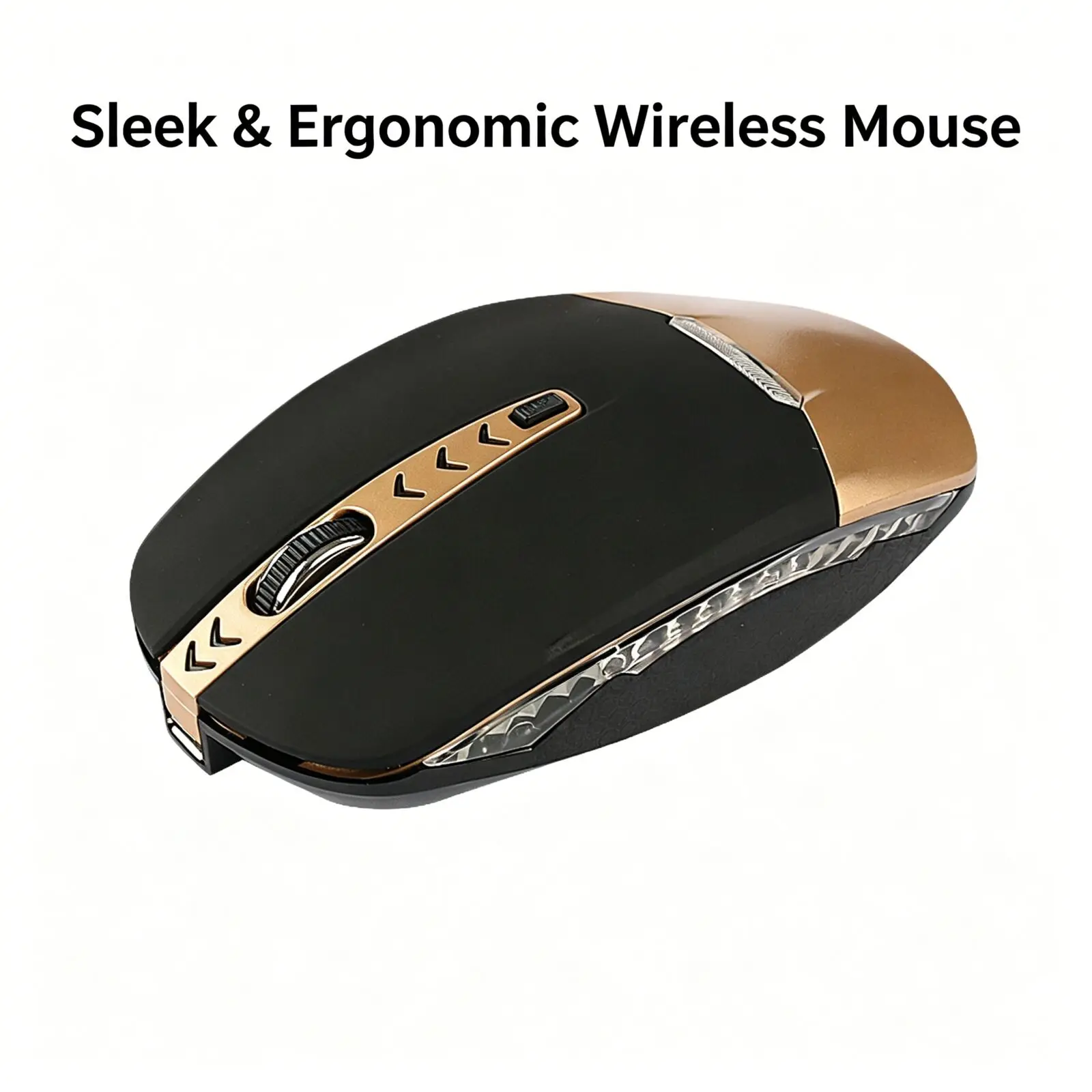 

Dual Mode Rechargeable Wireless Mouse Bluetooth 2.4G Adjust DPI Lightweight Ergonomic Black Gold for Laptop Office Daily Use