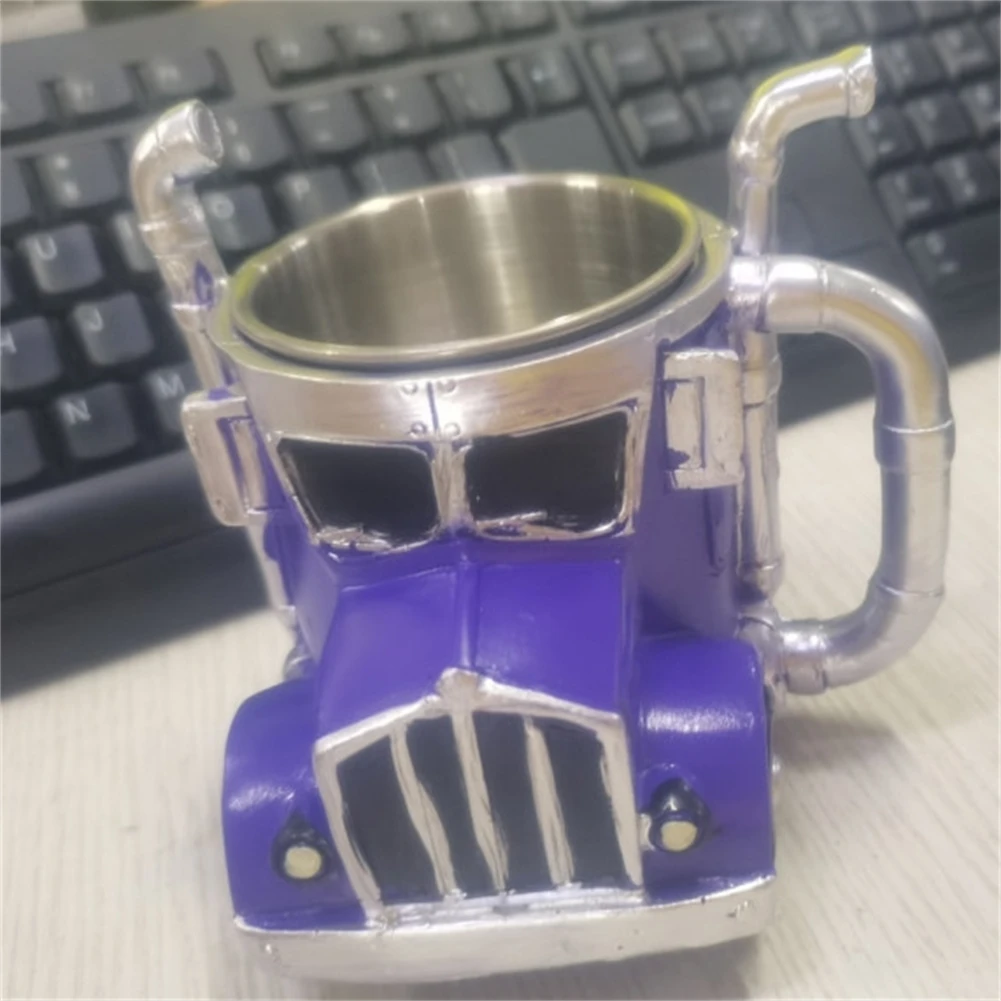 ความจุ 11 ออนซ์รถบรรทุกแก้วกาแฟเรซิ่นสแตนเลสแก้วกาแฟเครื่องดื่มถ้วยรถบรรทุกรูปร่างถ้วยน้ําเดสก์ท็อปเครื่องประดับของขวัญ