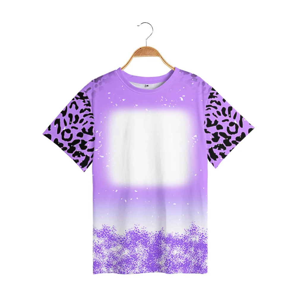 Heat Sublimation Spotted Tie-dye Summer Adult Short Sleeve Unisex Thermal Transfer Polyester Blank Round Neck T-shirt For Kids