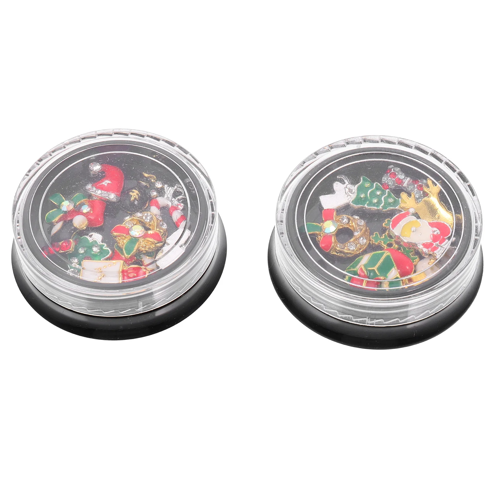 

2 Boxes Alloy 3D Christmas Nail Charms for Nail Art Decoration DIY Manicure Embellishments Travel Friendly Storage Case Included