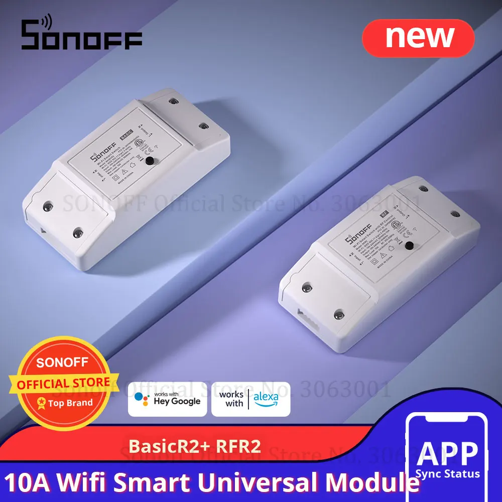 Умный переключатель SONOFF BasicR2 RFR2 ETL Wi-Fi, кнопка «сделай сам» с дистанционным управлением через приложение, таймер для умного дома, работает с Alexa Google Home
