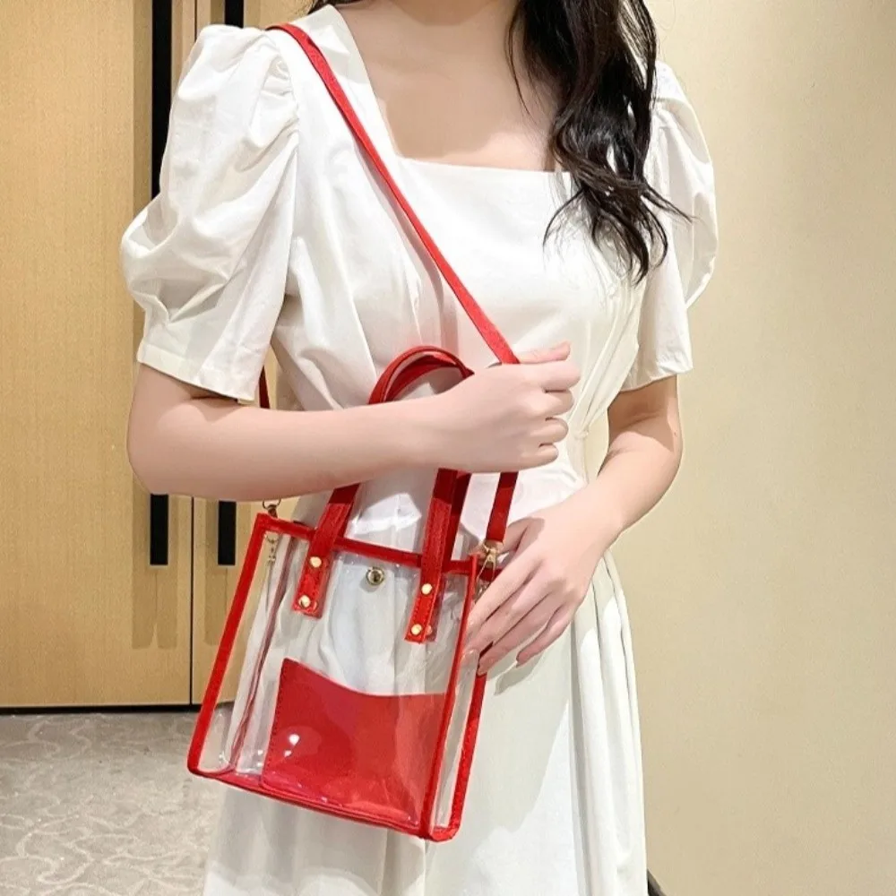 

Модная прозрачная сумка из ПВХ с маленькой сумочкой, водонепроницаемая женская сумка-тоут на одно плечо, легкая сумка-кроссбоди для женщин