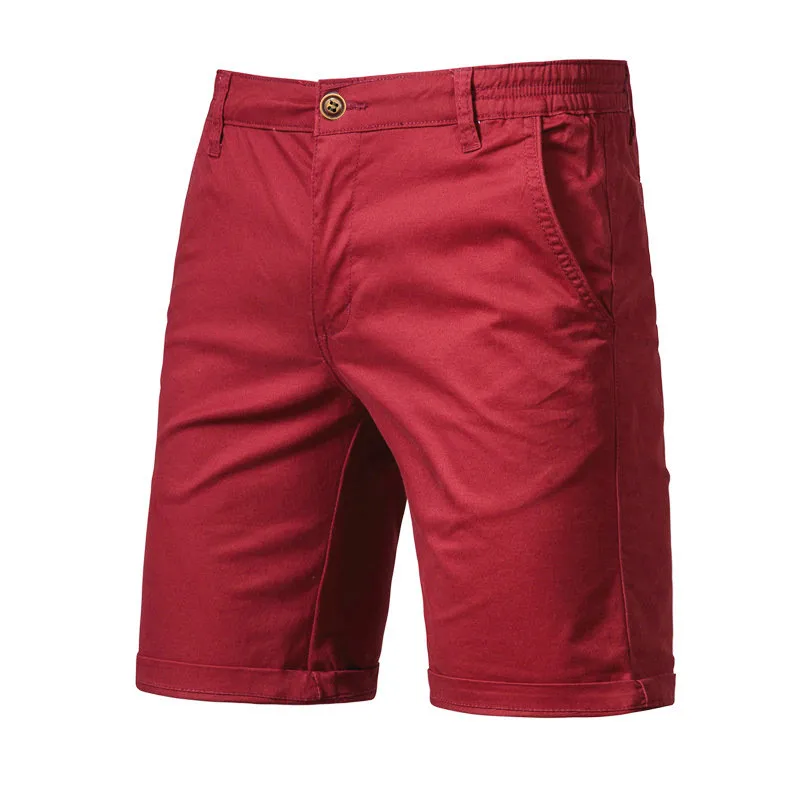 Summer Men\'s Shorts Straight Fit Knee-Length Short Suit Pant Solid Black Khaki Clothing Student Thin Colors Casual Shorts Man