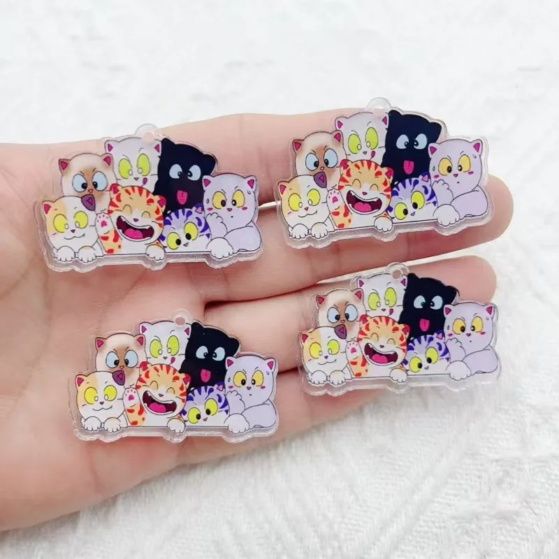 10pcs Cartoon Acrylic Kitten Jewelry Necklace Bracelet Earring Pendant Diy Jewelry Accessories Wholesale view 5