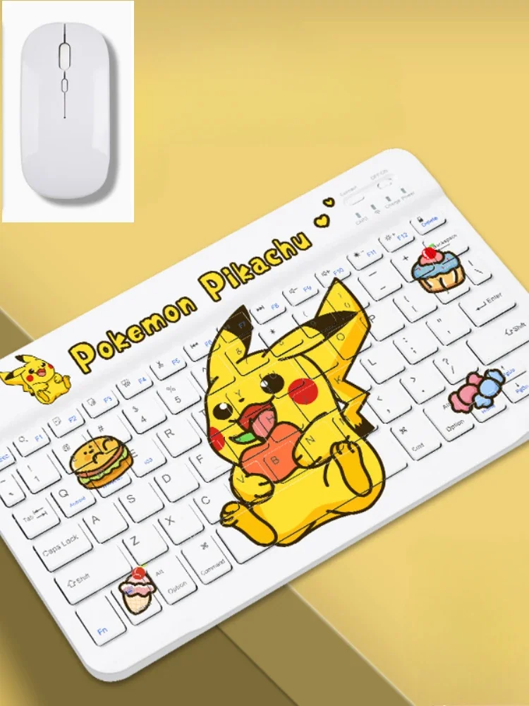 Sanrio Cinnamoroll pikachu Bluetooth Keyboard Magnetic Lightweight Mini For ipad9 pro11 Air5 Wireless Mouse Set Anime Accesorios