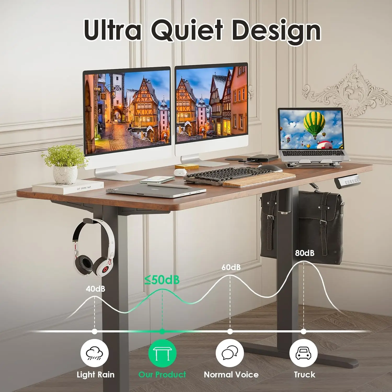 Electric Standing Desk Adjustable Height Sit Stand Home Office Desk with Splice Board