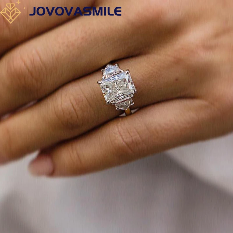 

JOVOVASMILE Moissanite Engagement Rings 3.55 Carat 10x7.5mm Radiant Cut Moissanite Anel De Ouro 18k Puro Original Jewelry