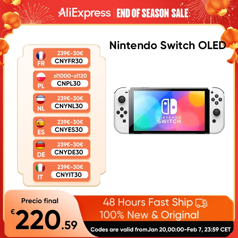 Nintendo Switch OLED Model 7 Inch Screen Joy‑Con Handle Enhanced Audio Adjustable Console Stable TV Mode Video Game