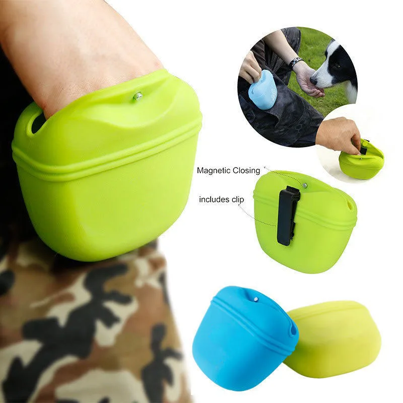 Silicone Pet Dog Training Bag Portable Treat Snack Bait Bags Obedience Agility Food Reward Waist Bags Waist Pets Accessories