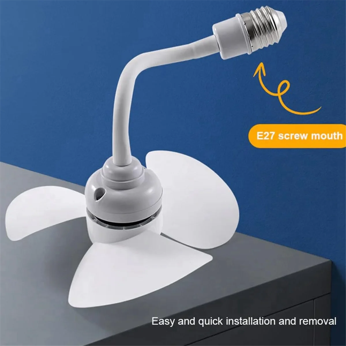 HOT E27 Универсальный ввинчивающий вентилятор, 3 лопасти потолочный вентилятор с резьбовым основанием E27, малошумный охлаждающий вентилятор, потолочный вентилятор с резьбой E27