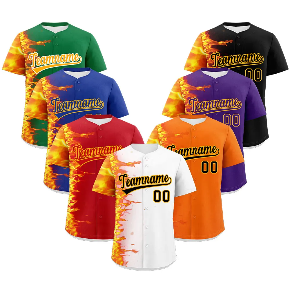 Customized High Quality Urban Gradient Color Design Baseball Jerseys Breathable Printed Plus Size Option for Adult Youth