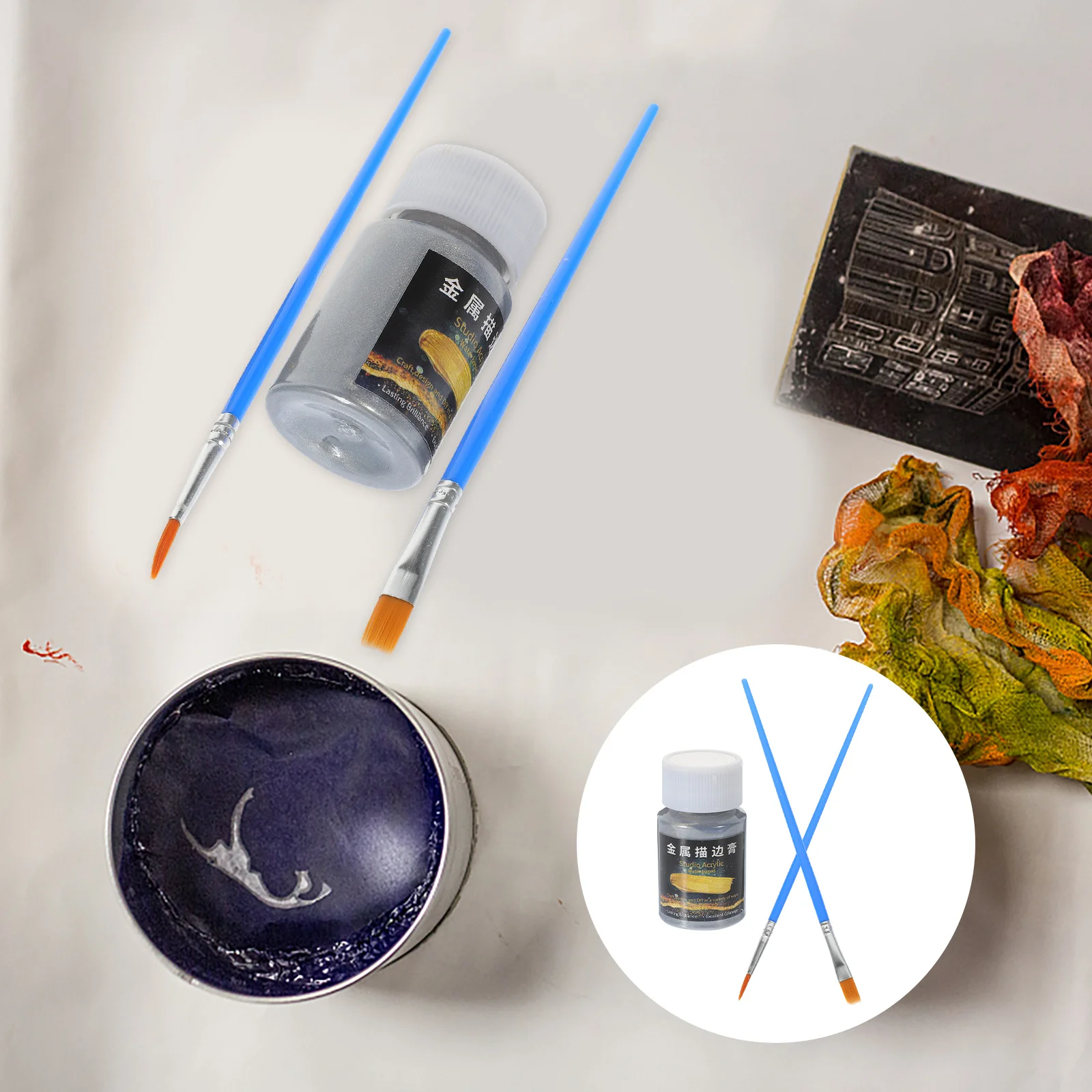 

1Set Outlining Silver Graffiti Liquid Painting Pigment Gold Dust DIY Art Supplies Metallic Paint for Paper Fabric Ceramics