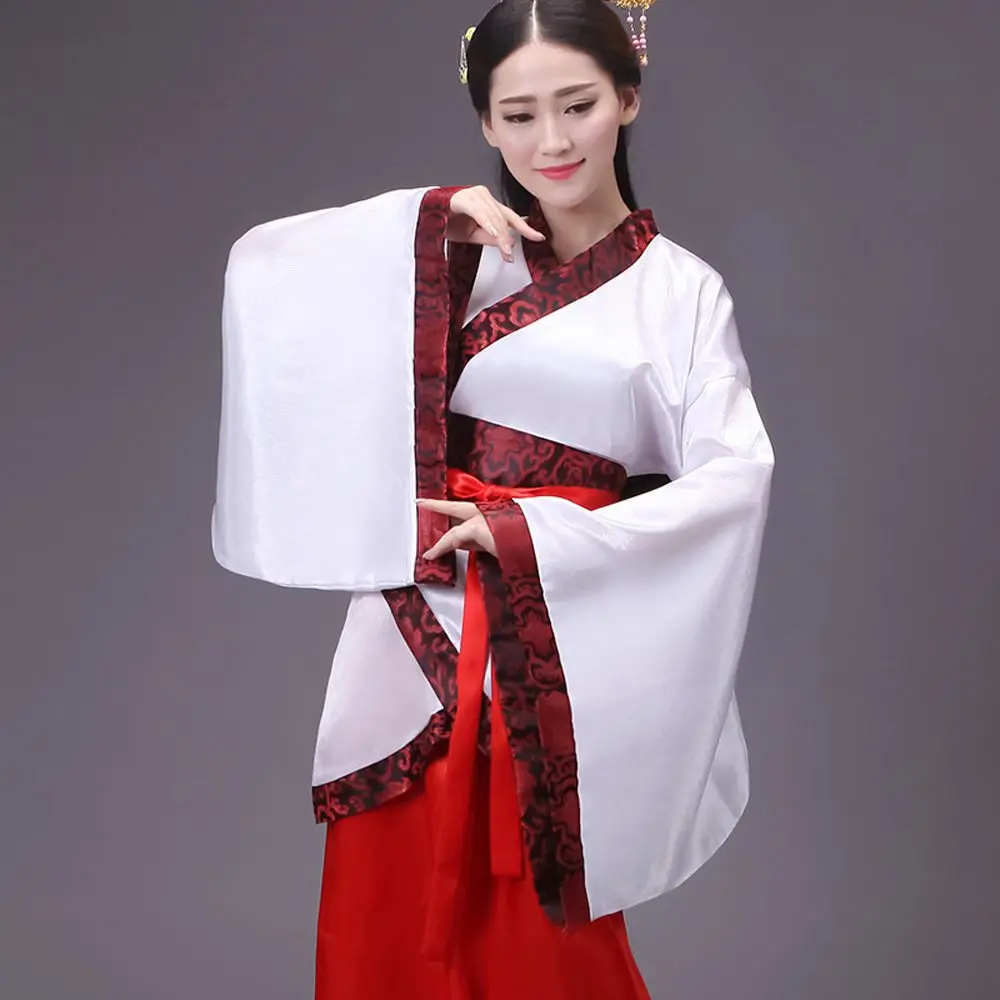 Long Sleeves Hanfu Long Dress Patchwork Ancient Style Chinese Tang Suit Performance Skirt Dance Dress