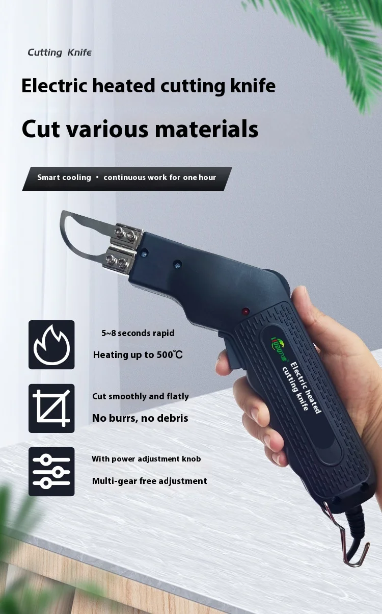 Handheld Electric Hot Knife Fabric Heating Cutter Metal Construction for Non-Woven Fabric Rope Curtain