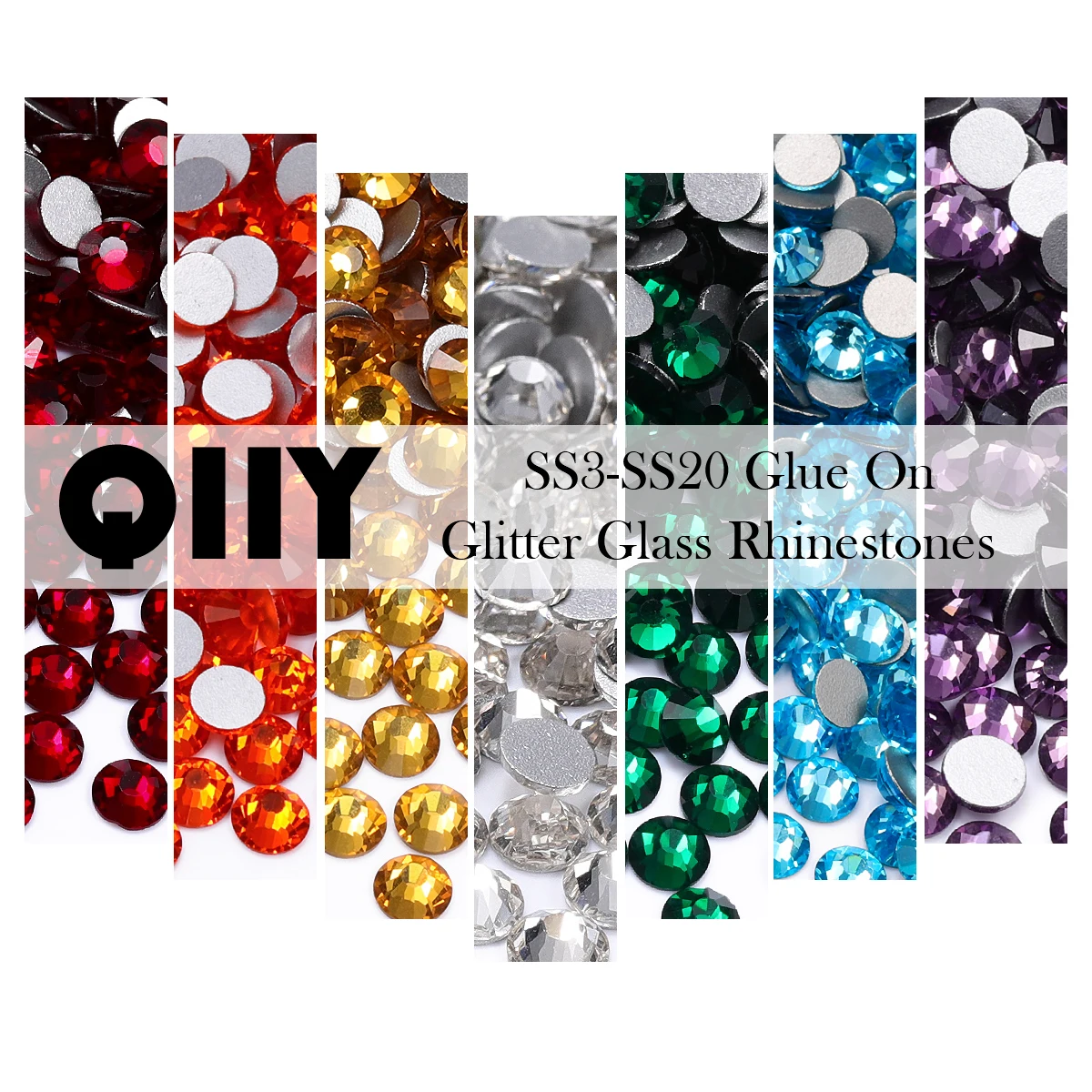 QIIY SS3-SS20 1440 Pcs Glass Crystal Rhinestones Non Hotfix Round Strass for Nail Art Craft DIY Clothes Fabric Decorations
