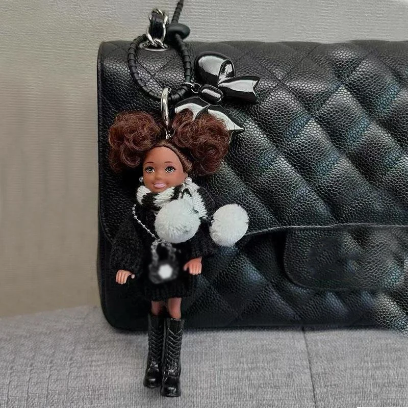 

Cute Black Skin Princess Doll Toy Backpack Pendant Hanging Ornament DIY Dress Up Bag Charm Car Key Ring Bag Decoration For Doll