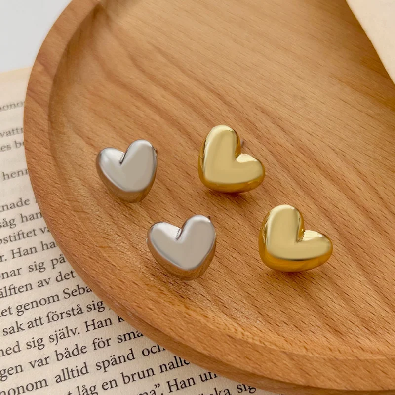 Simple Pea Shaped Copper Alloy Gold Color Drop Earrings Heart Woman Korean Fashion Jewelry Goth Party Girls Unusual Accessory