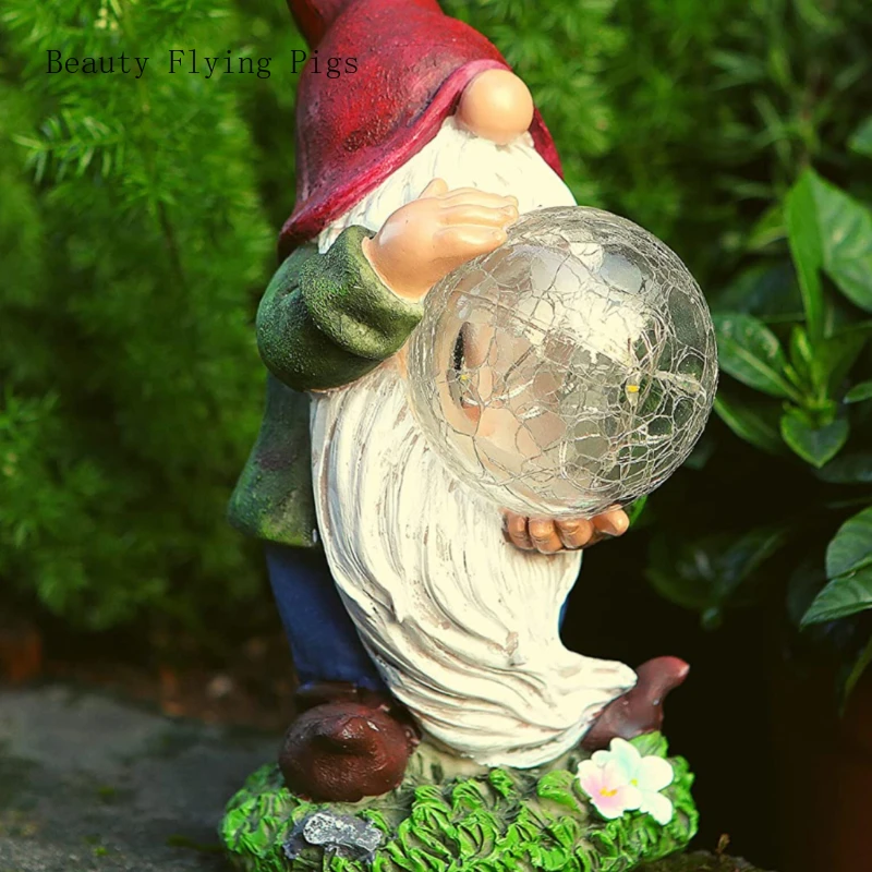 1 pc solar energy Dwarf Elf Resin ornaments outdoors garden courtyard balcony waterproof Daily gift giving home decoration