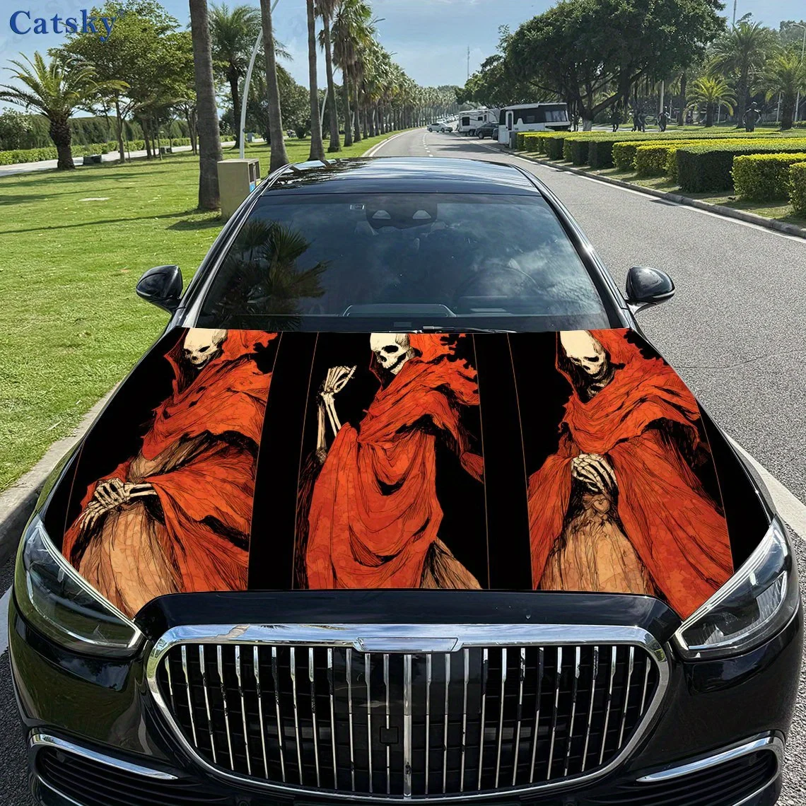 

Gothic Red — наклейки на капот автомобиля Robed Skull, декоративные наклейки на чехлы автомобиля и виниловые обертки для легковых автомобилей, внедорожников и грузовиков. Самоклеящийся