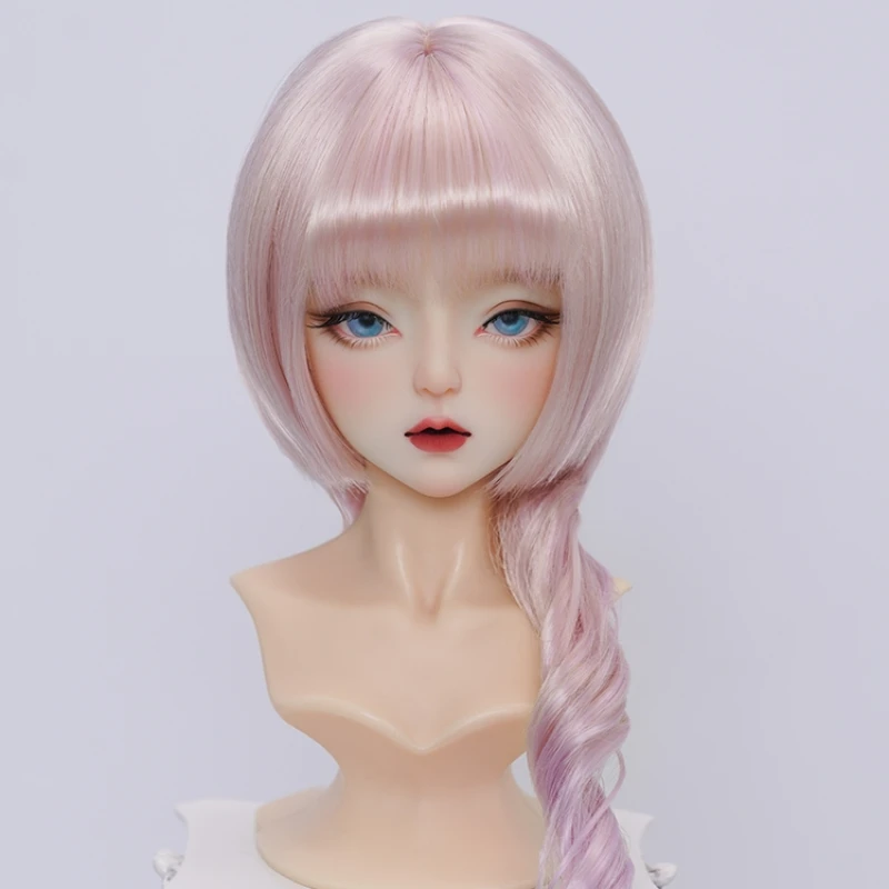 New Doll's Wig with Bangs for 1/4 1/3 Bjd Doll Soft Silk Cute Hair Diy Girl Toys Dress Up Play Hosue Doll Accessories, No Doll