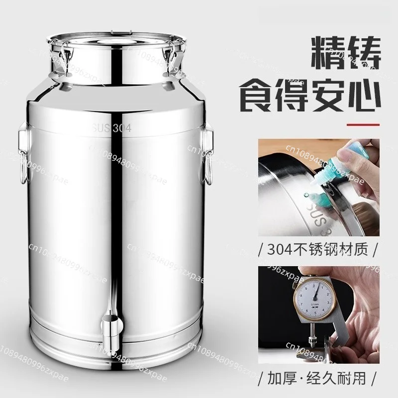 304 Stainless Steel Wine Bucket Food Grade Thick Sealed Can With Tap For Peanut Fuild Milk