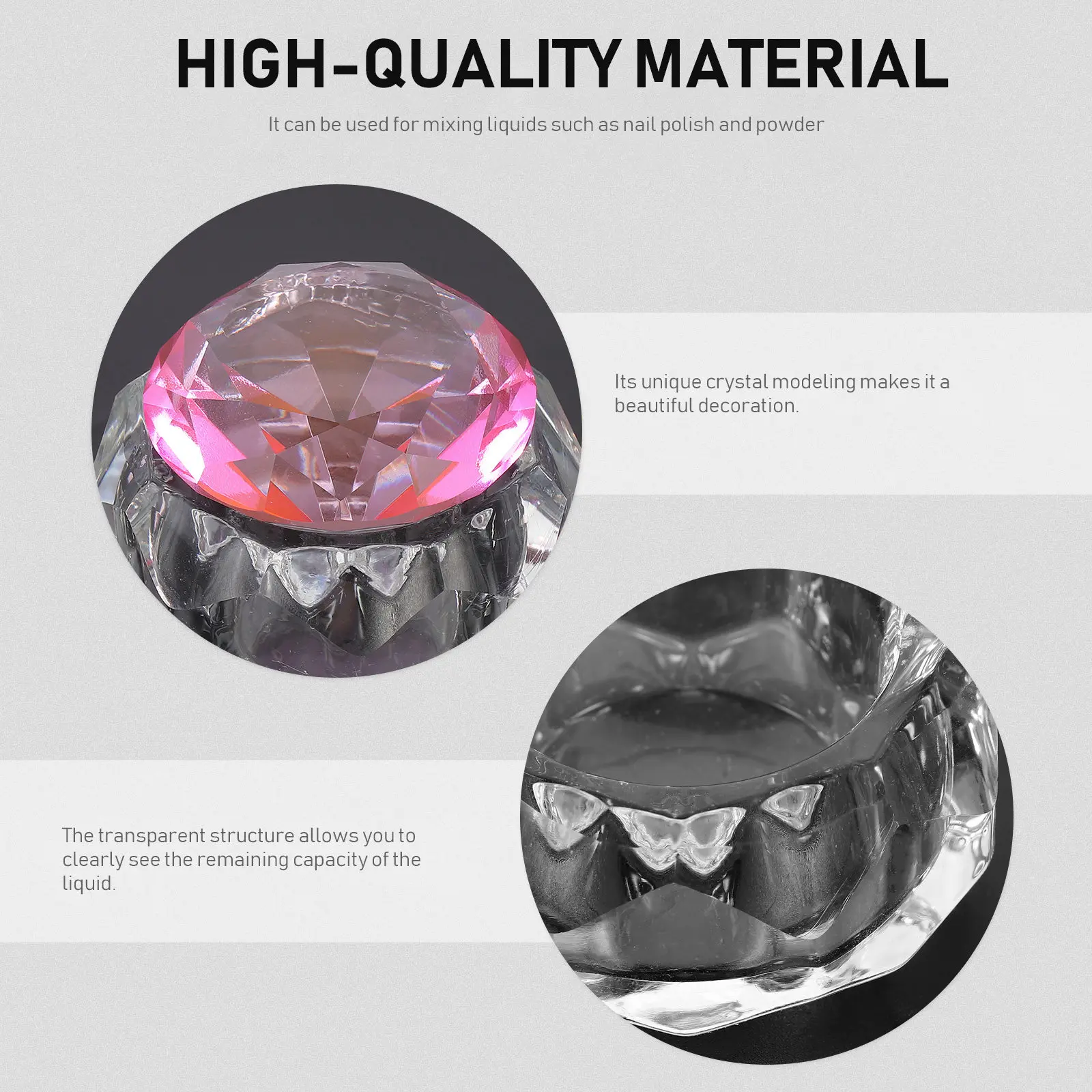 

Стакан для смешивания пудры для ногтей Crystal Nail Art, с утолщенным дном, не проливающийся, для маникюра, для жидкостей