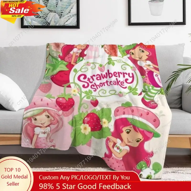 

Soft Funny Throw Blanket Strawberry Shortcake Plush Cartoon Print Blankets Perfect For Travel Or Home Custom blankets