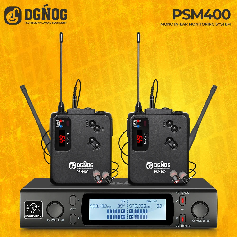 

UHF Mono 2channel Professional IEM Wireless In-Ear Monitoring System Suitable for Stage Performances and Recording Studios DGNOG