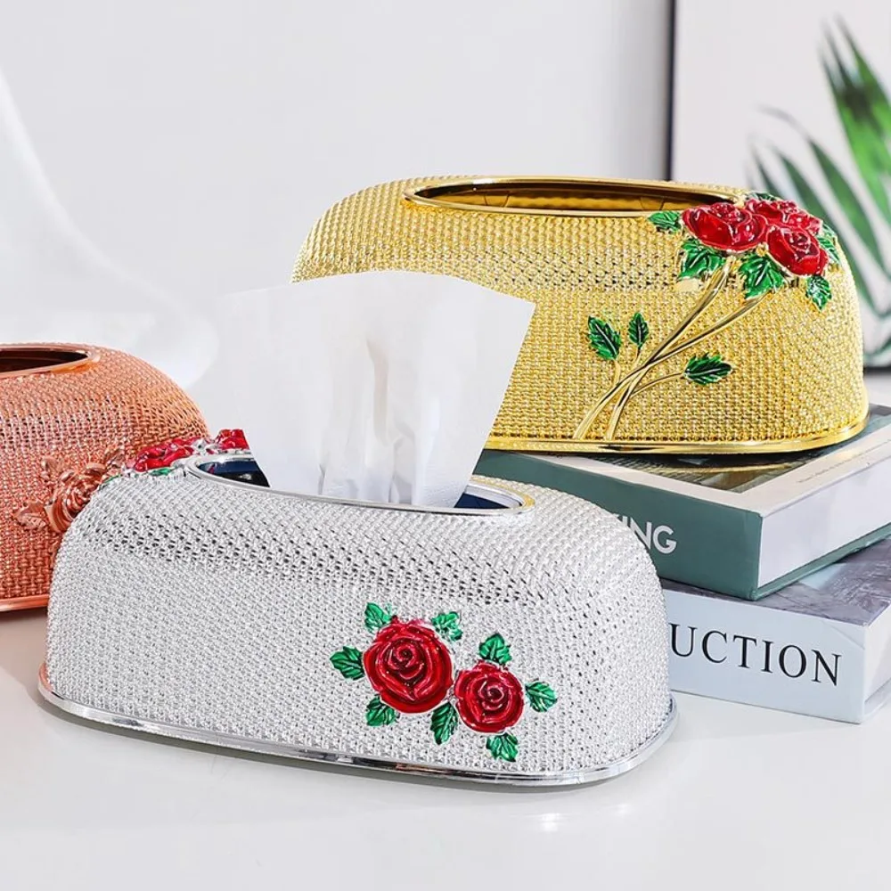 

Современная модная настольная коробка для салфеток с розой в европейском стиле, акриловый кухонный поднос для накачки, элегантный держатель для салфеток большой емкости, кухня