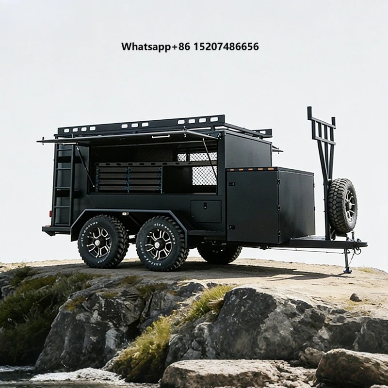 Builders Trailer Heavy Duty Powder Coated Tool Box Trailer With Roof Rack And Sliding Drawers