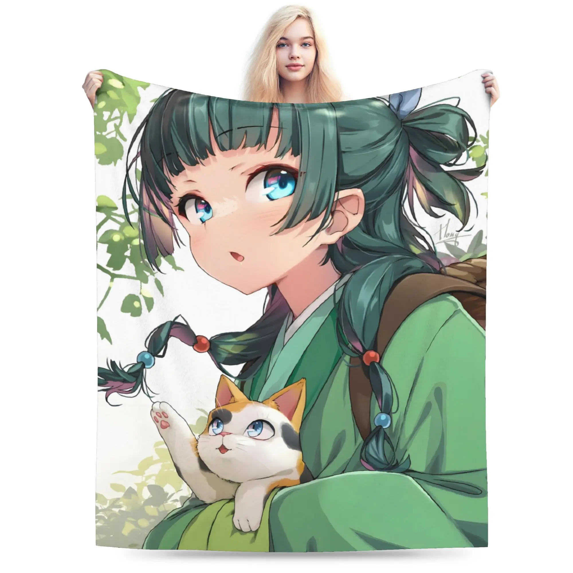 The Apothecary Diaries Anime Maomao Blanket Fleece Summer  Multi-function Lightweight Throw Blankets for Bedding Car Rug Piece