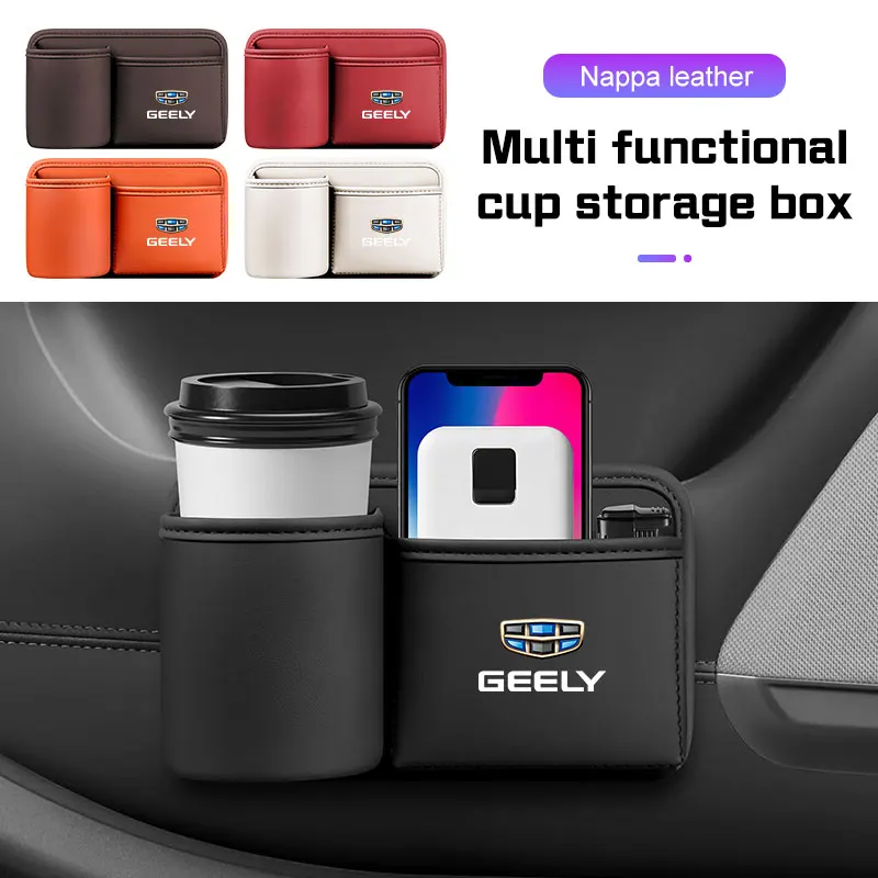 

Leather Car Cup Holder Car Door/Seat Back Storage Box For Geely Galaxy EX5 E5 L6 L7 Coolray X6 Emgrand X7EC7 EC8 GX7 EX7 Monjaro