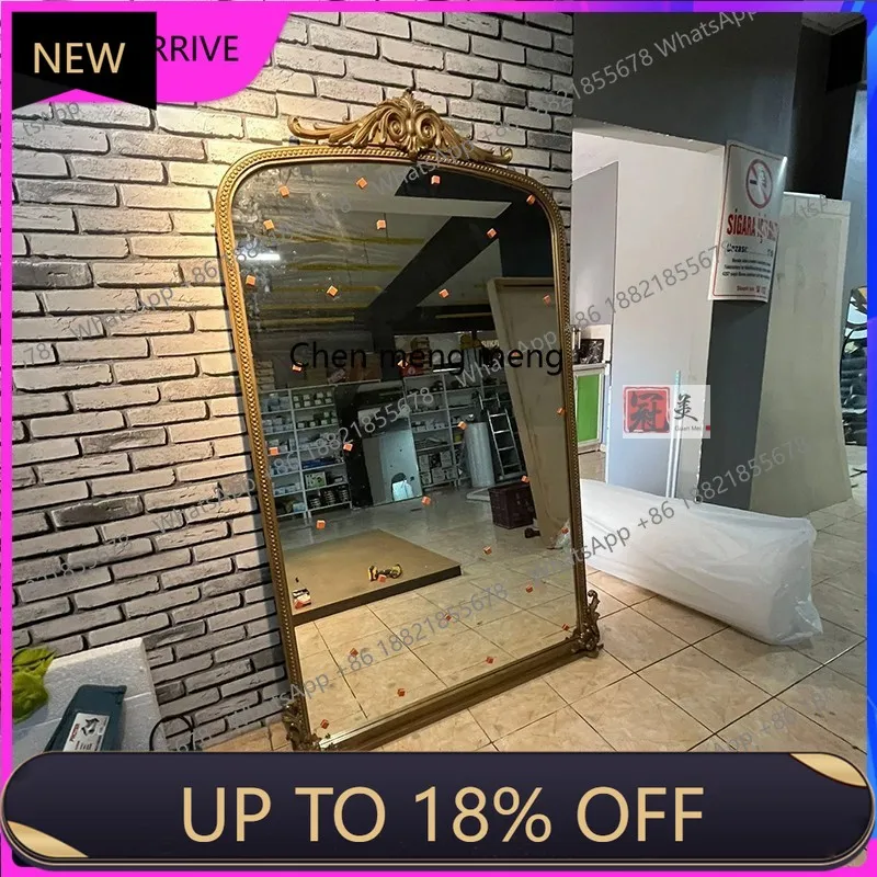 C88 French retro full-length mirror clothing store American carved full-length mirror wall-mounted floor-to-ceiling mirror